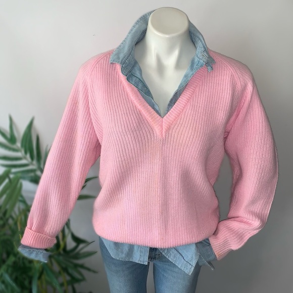v i n t a g e :: Pink Slouchy Ribbed Knit Sweater